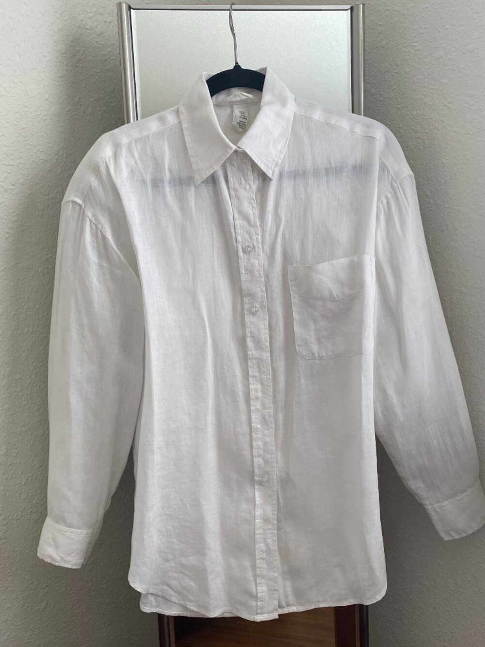 H&M White 100% Linen Button Down Shirt XS